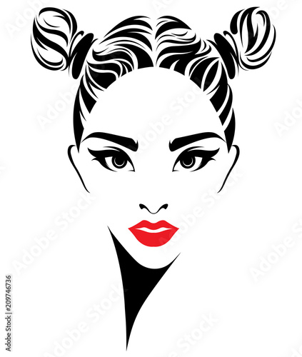 Beautiful women  logo women face makeup on white background  vector