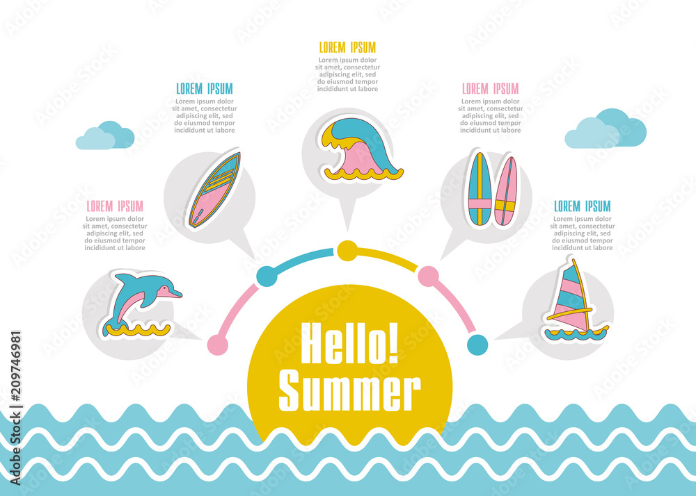 Summer icon . Summertime, vacation infographics Summer icon . Summertime, vacation infographics