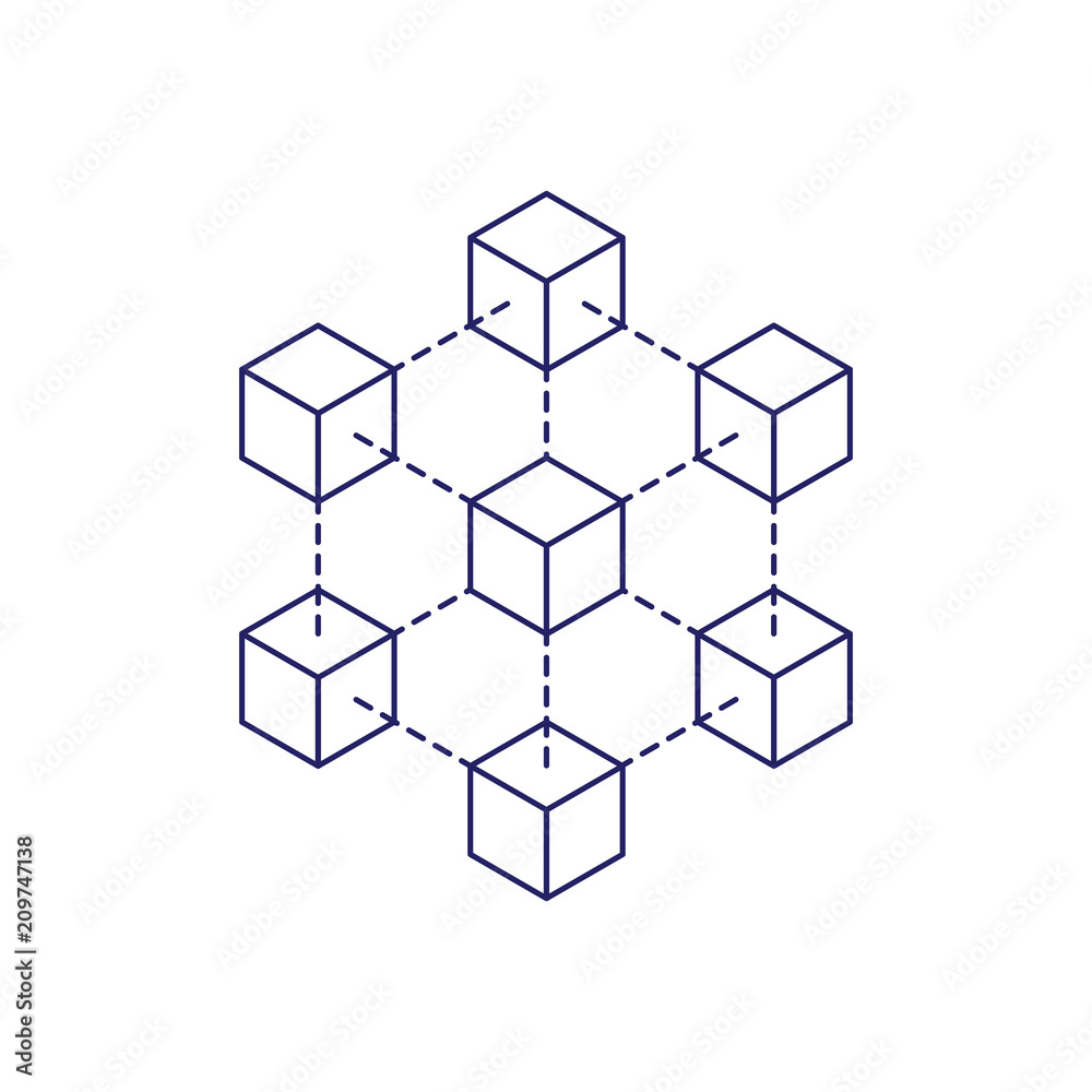 Blockchain icon logo concept on white background. Cryptocurrency data