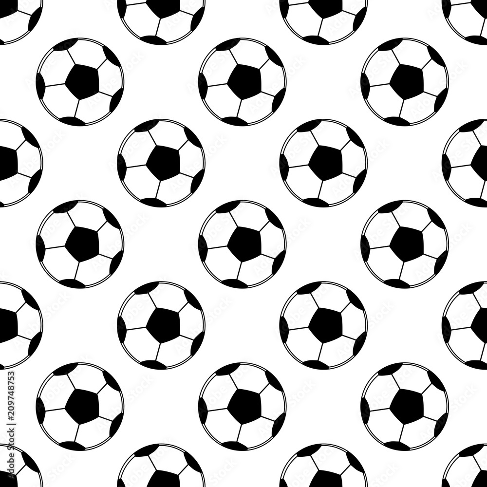 Seamless sport pattern. Football balls on the white background