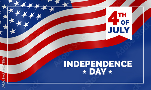 4th of july USA independence day banner design with american flag