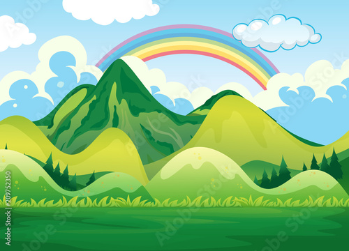 Nature Landscape and Rainbow