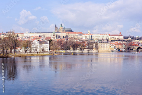 Prague castle, St. Nicholas Church and city in a clear day