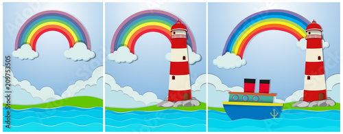 Beautiful Island and Lighthouse Landscape