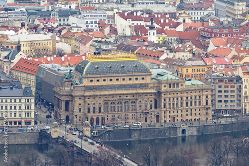 Photography Old city buildings and National Theatre from above