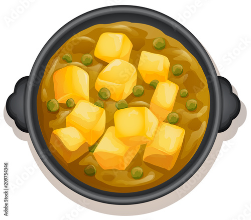 A Yellow Curry on Hot Pan