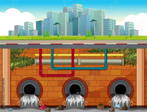 A Drain System Underground of Big Town