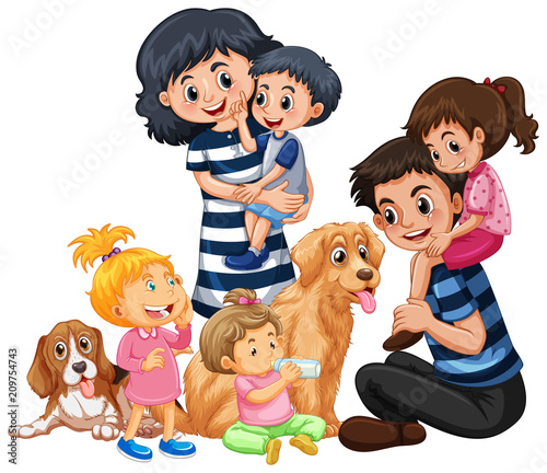 A Happy Family and Pet