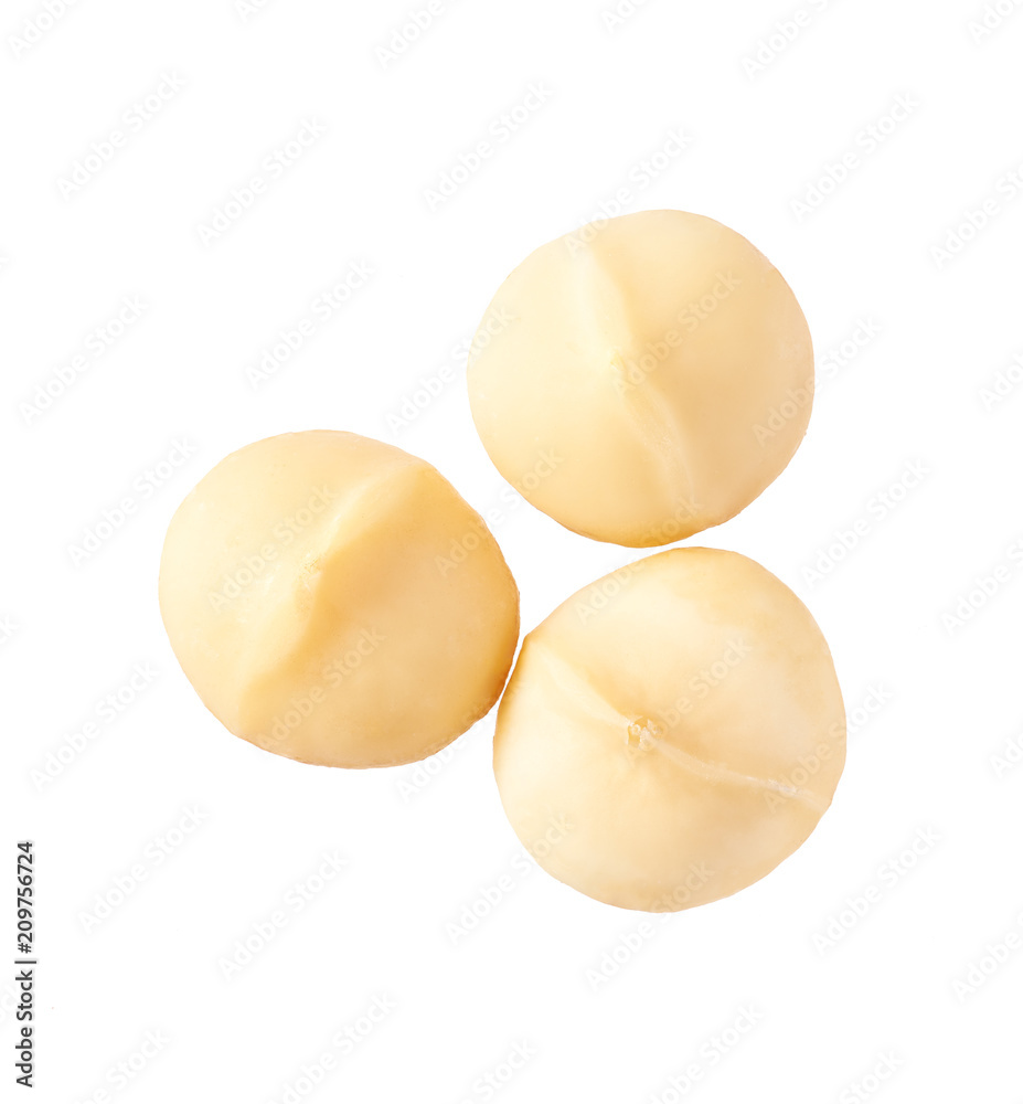 Peeled macadamia nut isolated on white background Peeled macadamia nut isolated on white background