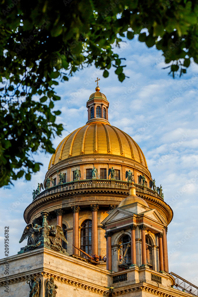 The dome of St. Isaac's Cathedral in St. Petersburg on a summer day