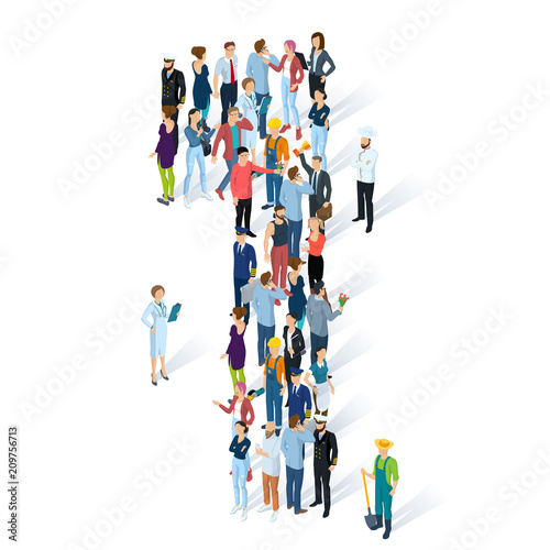Crowded isometric people numbers. 