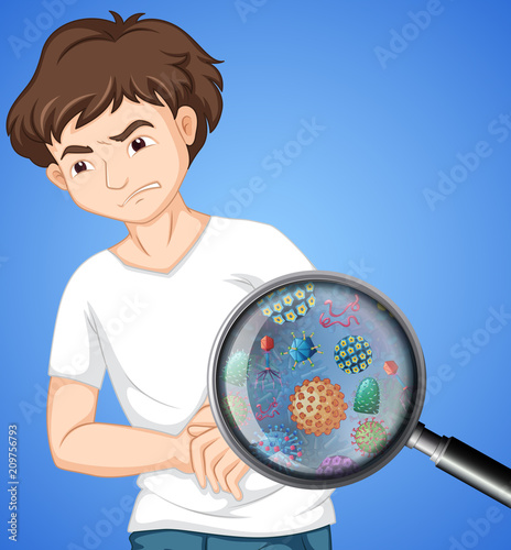 A Man Having Food Poison