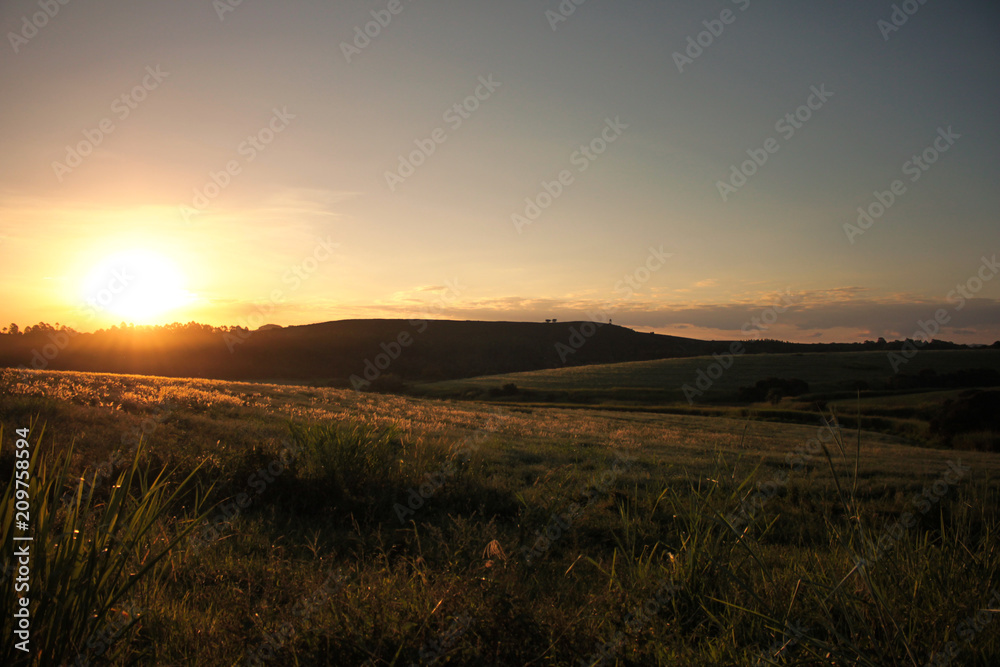 Flat land in sunset