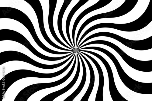 Black and white spiral background, swirling radial pattern, abstract vector illustration