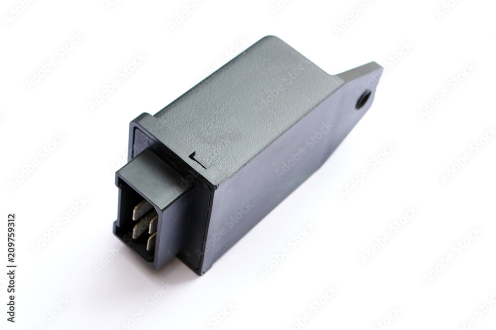 Car electromagnetic relay switch isolated on white background Car electromagnetic relay switch isolated on white background