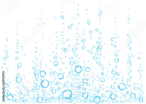 Underwater fizzing air, water or oxygen bubbles.