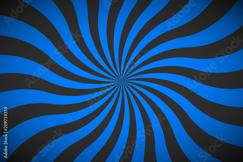 Decorative retro blue spiral background, swirling radial pattern, abstract vector illustration