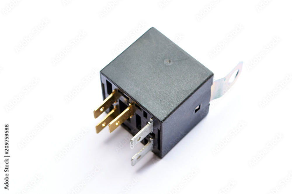 Car electromagnetic relay switch isolated on white background Car electromagnetic relay switch isolated on white background