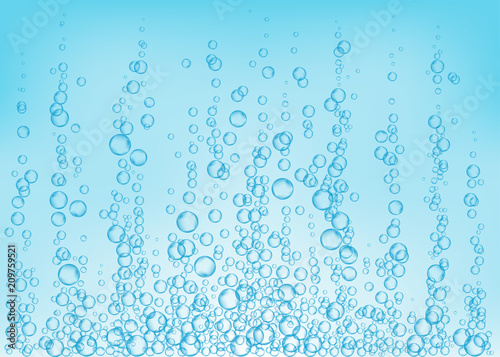 Undersea  blue  fizzing air, water or oxygen  bubbles vector texture.