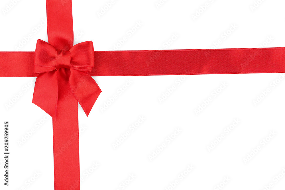 Red bow with ribbon isolated on white background Red bow with ribbon isolated on white background
