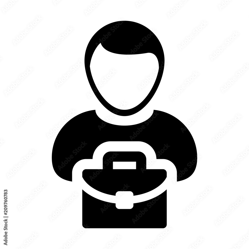 Professional icon vector male person profile avatar symbol with briefcase for business in flat color glyph pictogram illustration Professional icon vector male person profile avatar symbol with briefcase for business in flat color glyph pictogram illustration