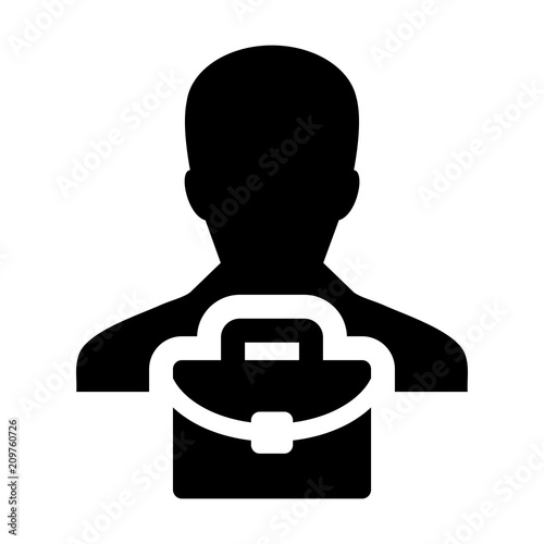 Avatar icon vector male person profile symbol with briefcase for business in flat color glyph pictogram illustration