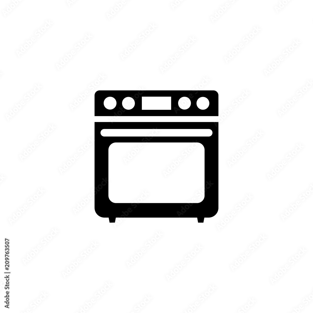 Stove. Flat Vector Icon illustration. Simple black symbol on white background. Stove sign design template for web and mobile UI element Stove. Flat Vector Icon illustration. Simple black symbol on white background. Stove sign design template for web and mobile UI element