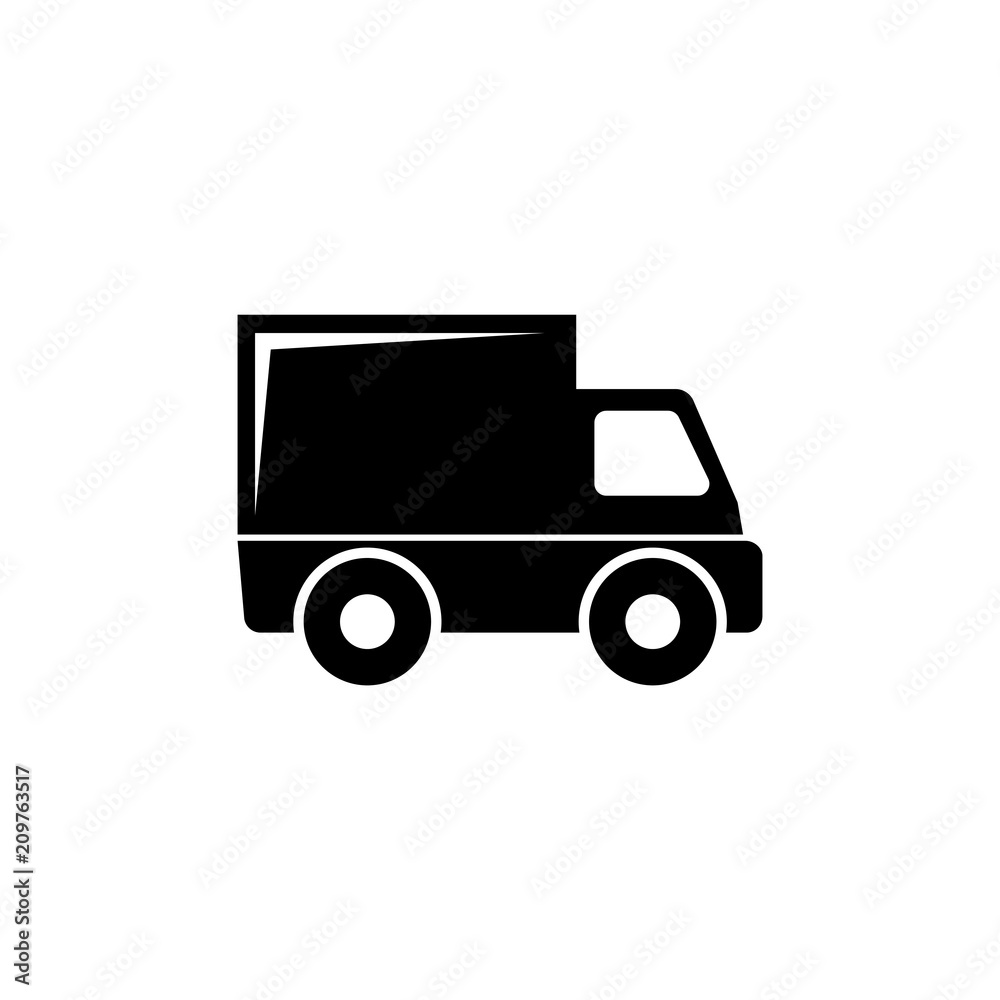 Delivery Truck. Flat Vector Icon illustration. Simple black symbol on white background. Delivery Truck sign design template for web and mobile UI element