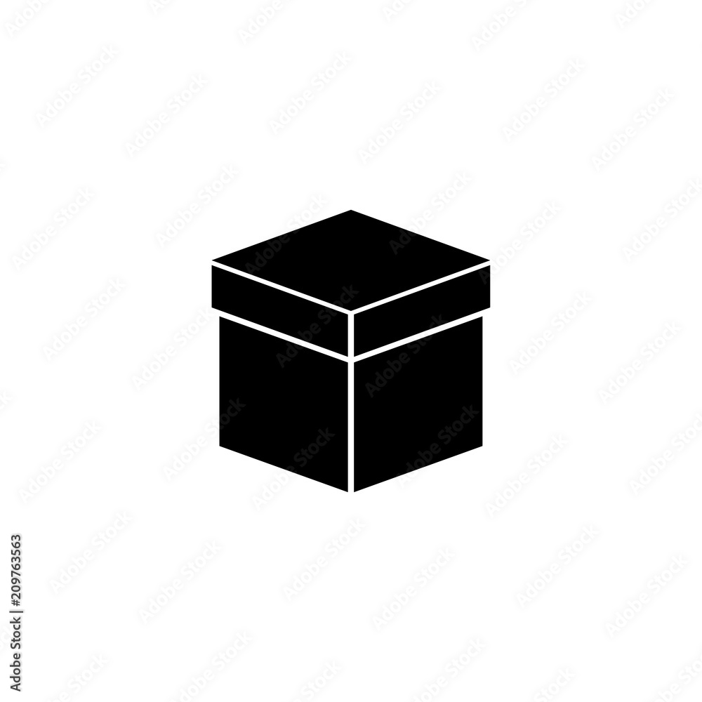 Box. Flat Vector Icon illustration. Simple black symbol on white background. Box sign design template for web and mobile UI element Box. Flat Vector Icon illustration. Simple black symbol on white background. Box sign design template for web and mobile UI element