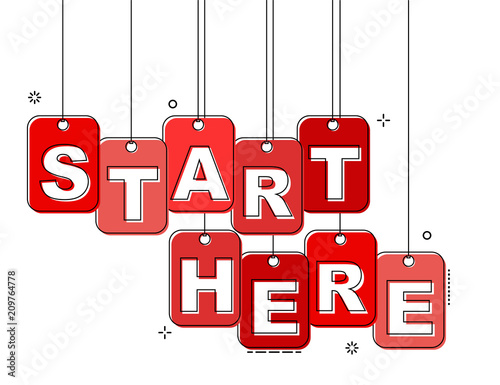 red flat line tag start here