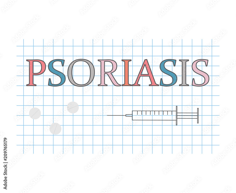 psoriasis word on checkered paper sheet- vector illustration psoriasis word on checkered paper sheet- vector illustration