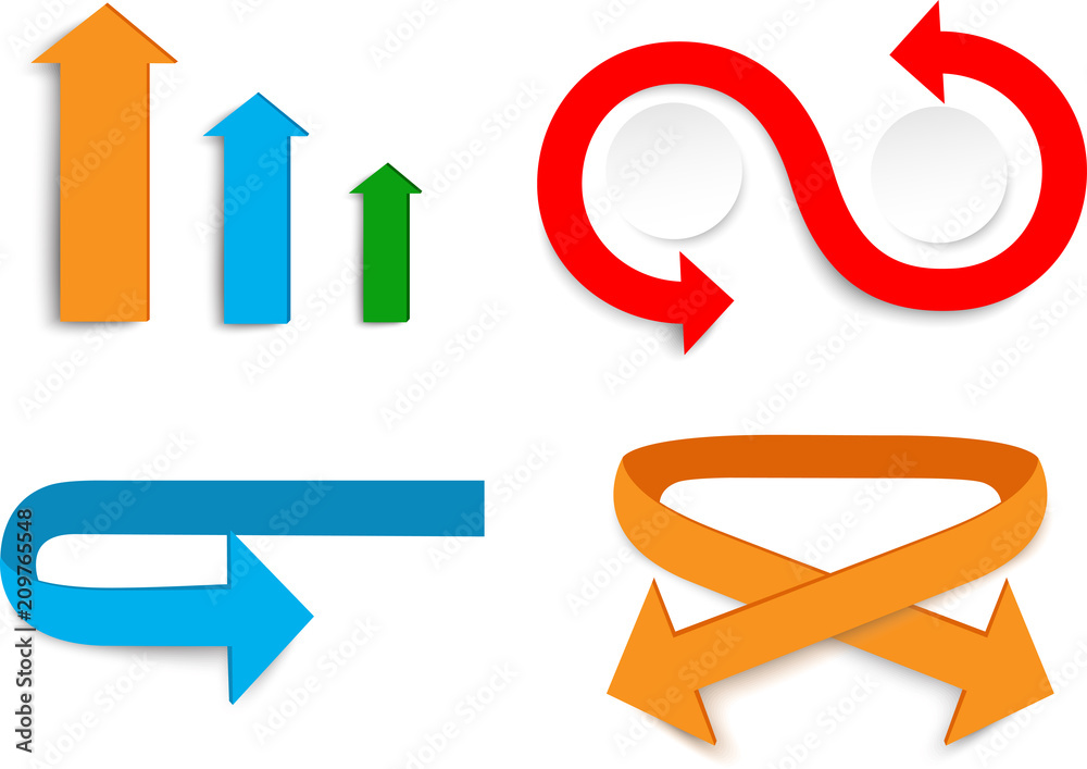 Set of colorful arrows isolated on white. Set of colorful arrows isolated on white.