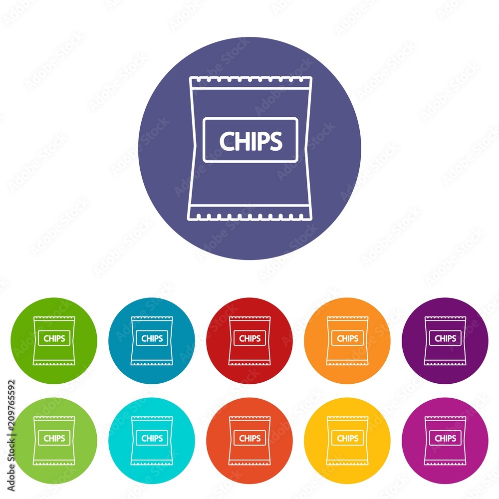 Chips icons color set vector for any web design on white background