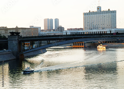 Moscow city water navigation background photo