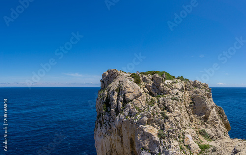 Mallorca, Climb on high rock at capdepera cliff line XXL large panorama