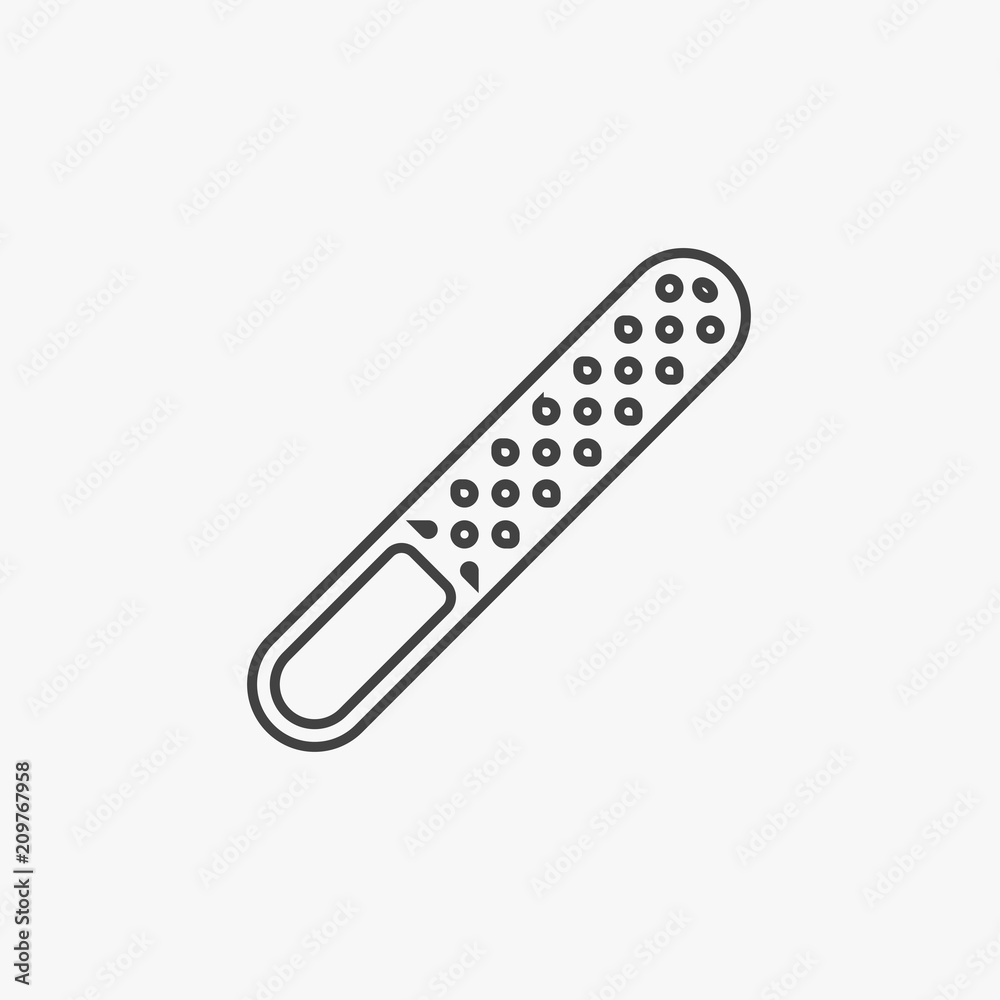 Nail file with grey handle, manicure tools, manicure supplies, vector, isolated Nail file with grey handle, manicure tools, manicure supplies, vector, isolated