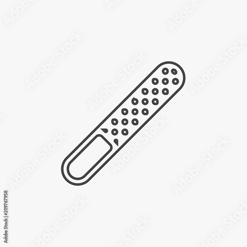 Nail file with grey handle, manicure tools, manicure supplies, vector, isolated