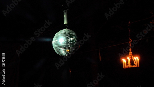 Glamping Disco Ball and Candles at Night