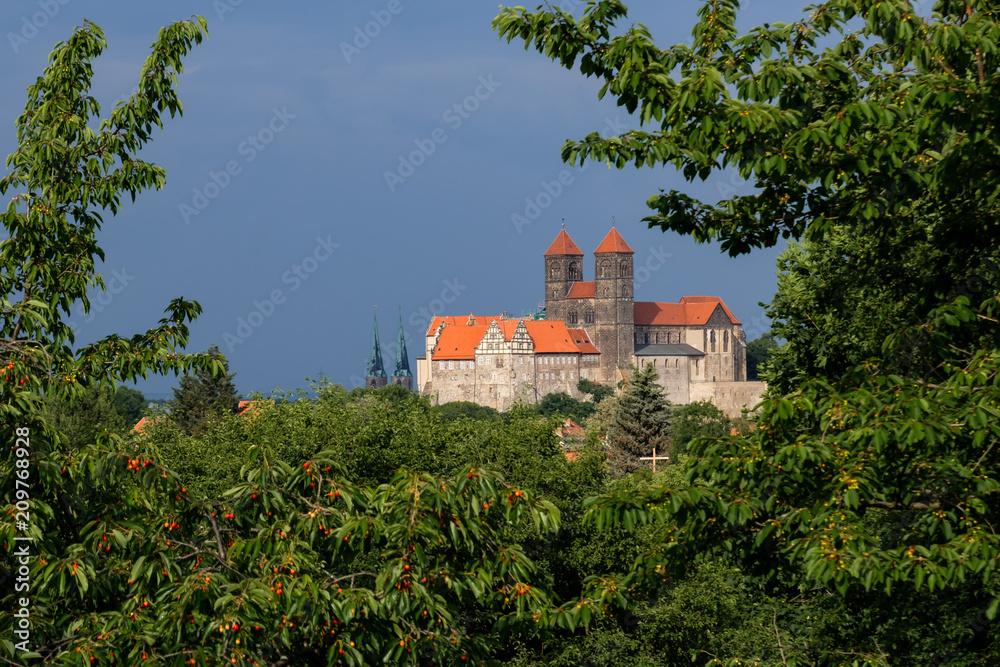 Blick auf das Schloss der Weltkulturerbestadt Quedlinburg