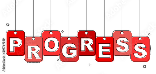 red flat line tag progress