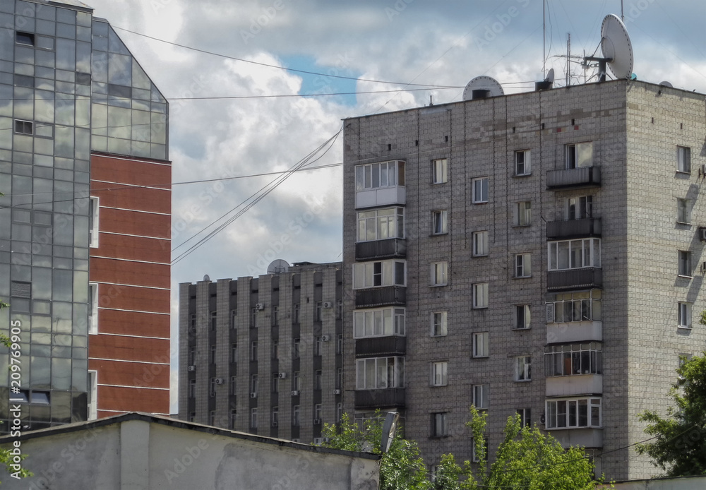 Fototapeta premium Cityscape. Urban architectural background. Old and new buildings
