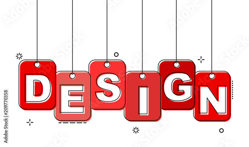 red flat line tag design