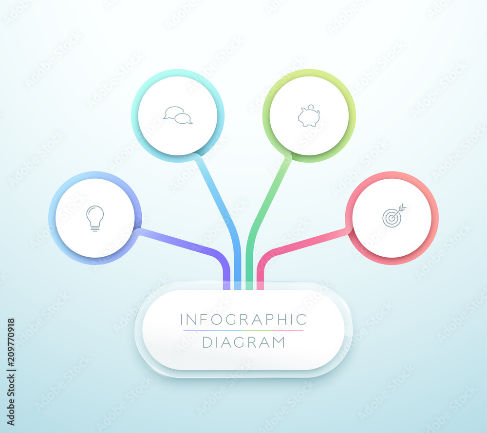 Business Chart 4 Step 3d Circle Infographic Vector