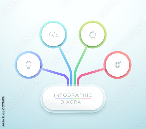 Business Chart 4 Step 3d Circle Infographic Vector