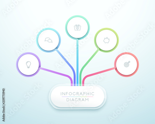 Business Chart 5 Step 3d Circle Infographic Vector