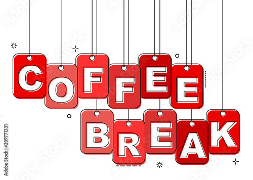 red flat line tag coffee break