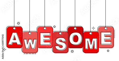 red flat line tag awesome