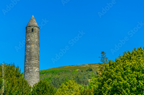 A round tower in Glendalough settlement, Ireland