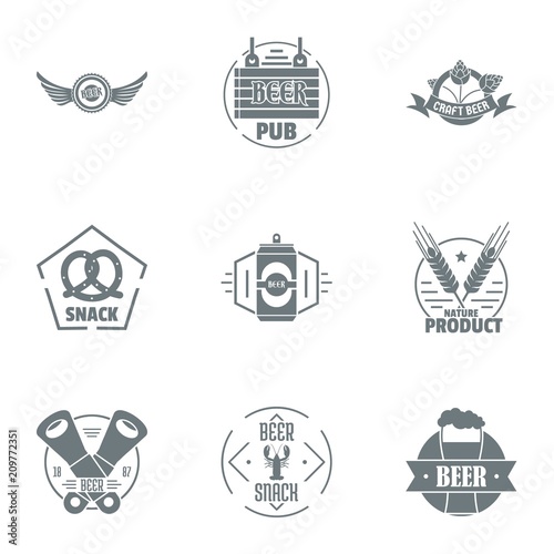 Beer snack logo set. Simple set of 9 beer snack vector logo for web isolated on white background