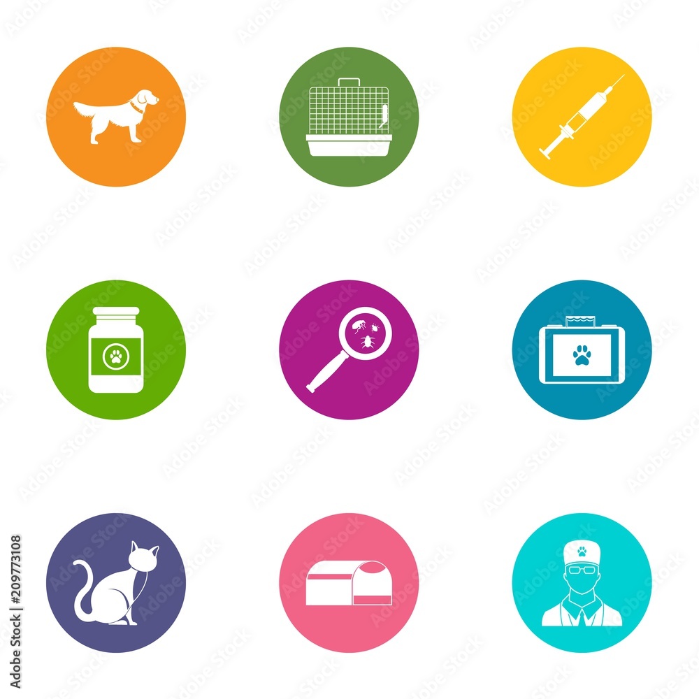 Veterinary science icons set. Flat set of 9 veterinary science vector icons for web isolated on white background Veterinary science icons set. Flat set of 9 veterinary science vector icons for web isolated on white background
